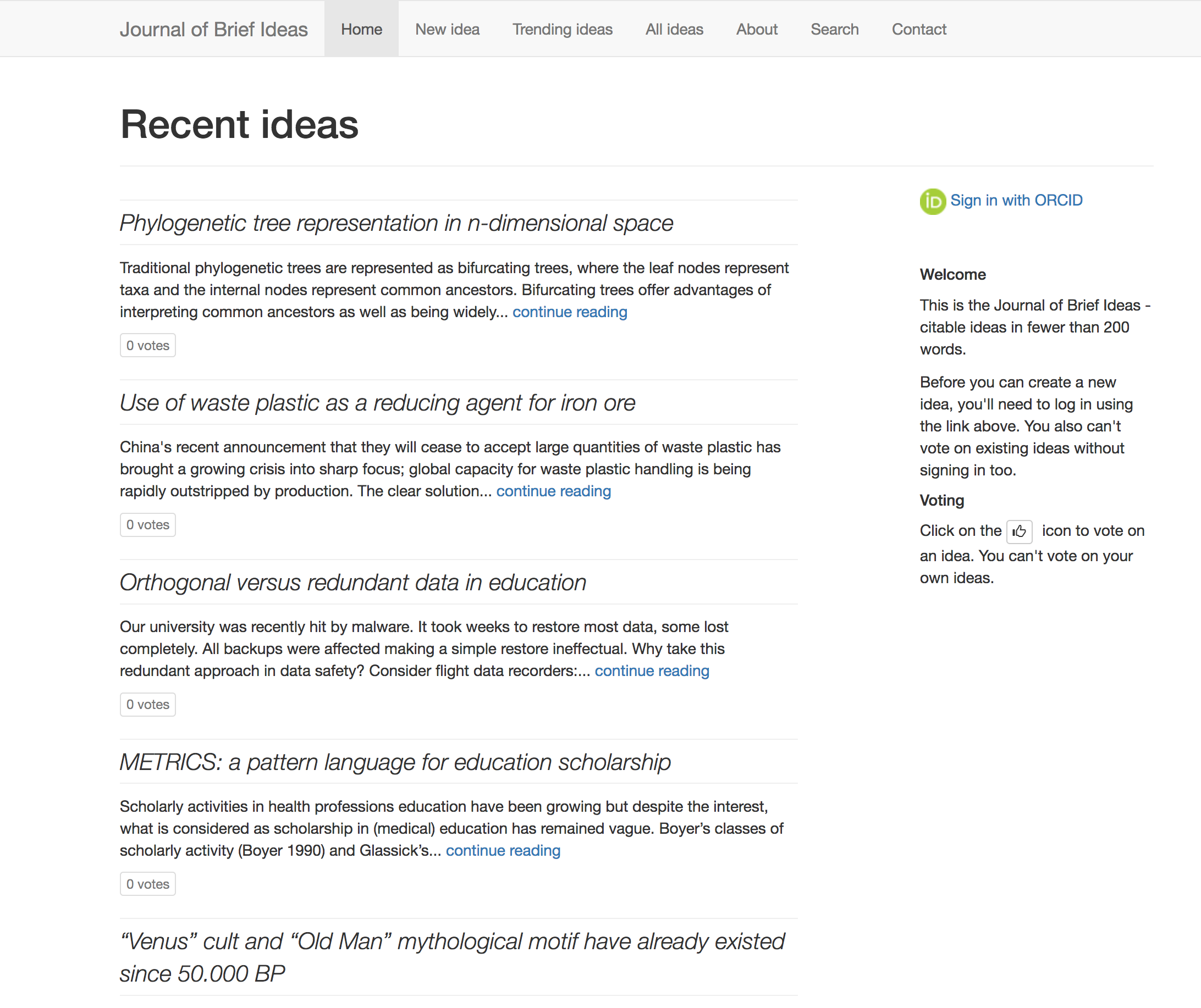 Brief Ideas Platform Interface