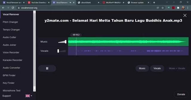 音频分离后的操作界面