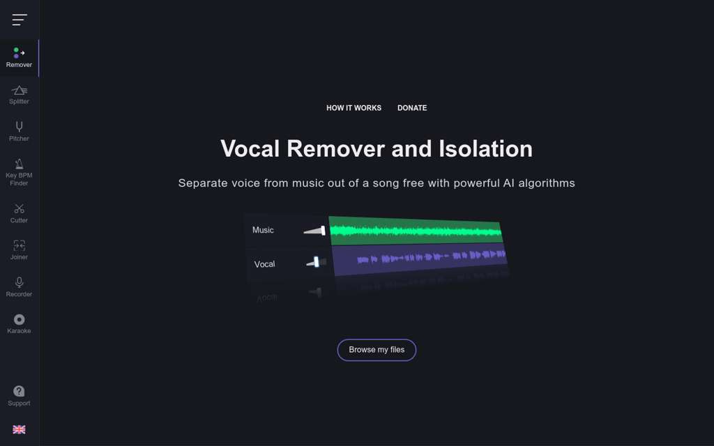 VocalRemover.org主界面